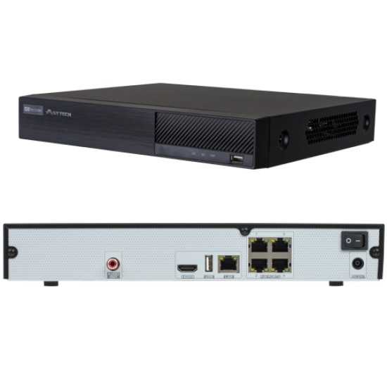NVR 4 canale IP 5MP, PoE integrat 4 porturi, ASYTECH VT-N1304HC-4P NVR image