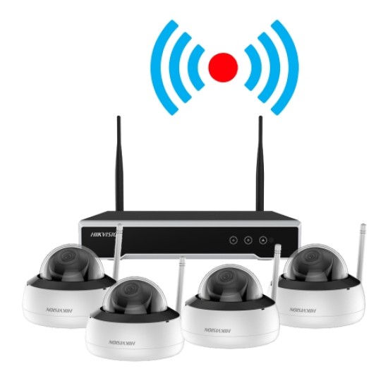 Kit sistem supraveghere video Wi-Fi 4 camere 2MP Dome + NVR 4 canale HIKVISION Kit supraveghere IP Wi-Fi image