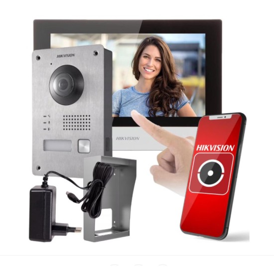 Kit videointerfon IP 2 fire Hikvision DS-KIS703Y-P image