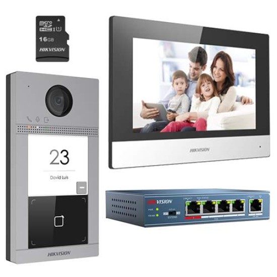 KIT videointerfon pentru o familie, Wi-Fi 2.4Ghz, monitor 7 inch - HIKVISION Videointerfoane image