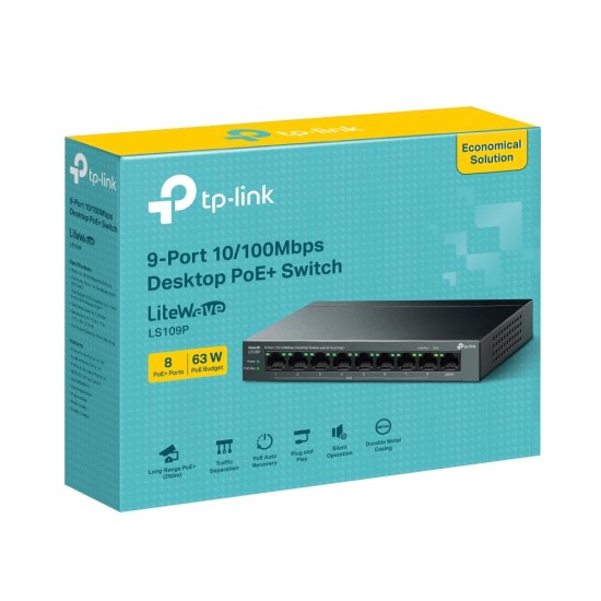 Switch 9-Port 10/100Mbps cu 8-Port PoE+, 1× 10/100 Mbps Non-PoE image