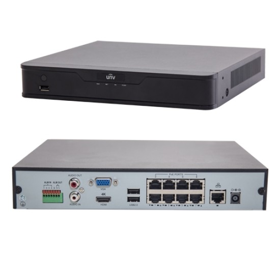 NVR 4K 16 canale 8MP, PoE integrat 8 porturi, UNIVIEW NVR301-16-P8 NVR image