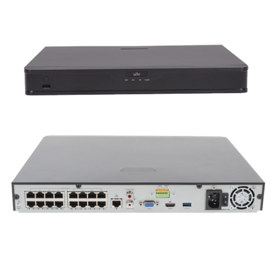 NVR 4K 16 canale 8MP, PoE integrat 16 porturi, UNIVIEW NVR302-16S-P16 image