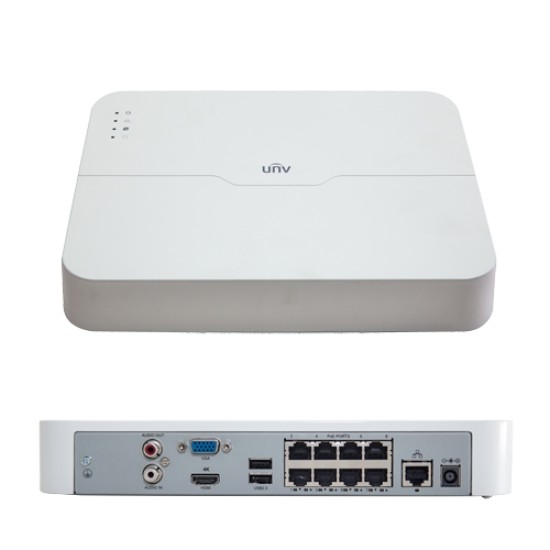 NVR 8 canale 1080P, PoE integrat 8 porturi, UNIVIEW NVR301-08LB-P8 image