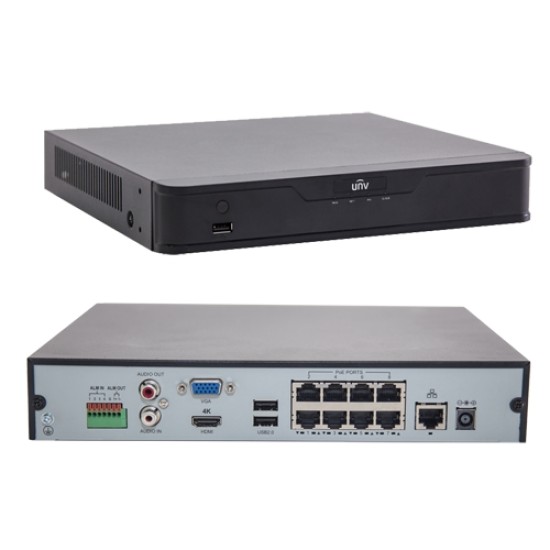 NVR 4K 8 canale 8MP, PoE integrat 8 porturi, UNIVIEW NVR301-08-P8 image