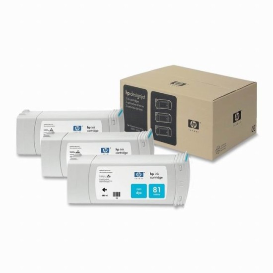 Cartus cerneala HP 81 Dye Cyan ( HP C5067A ) 3x 680ml Cartus cerneala HP image
