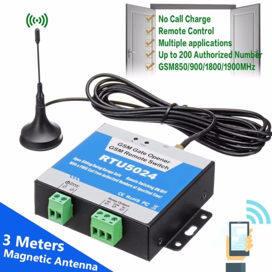 Releu control acces GSM RTU5024, pentru deschidere poarta, control de la distanta image